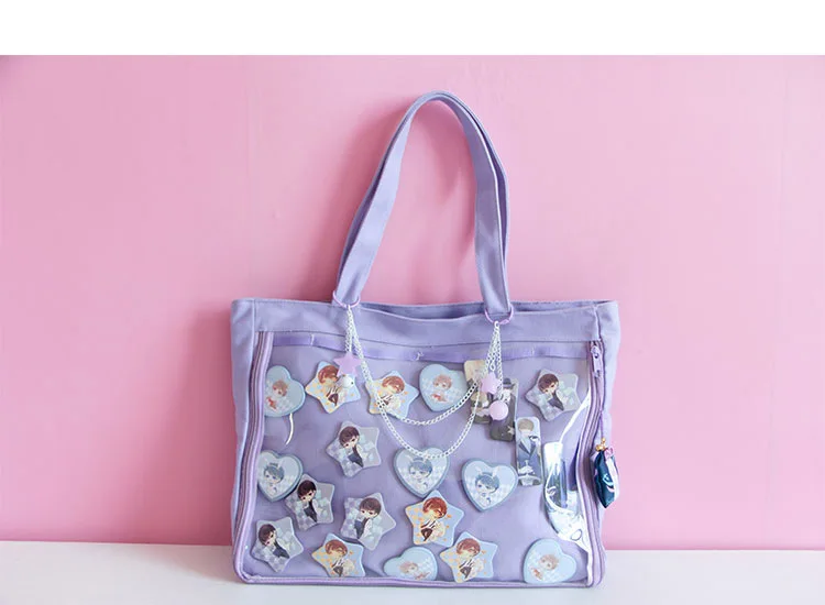 Японская Wego ITA сумка Kawaii прозрачное окно Лолита Холщовая Сумка сумка на плечо очаровательный карамельный цвет Itabag