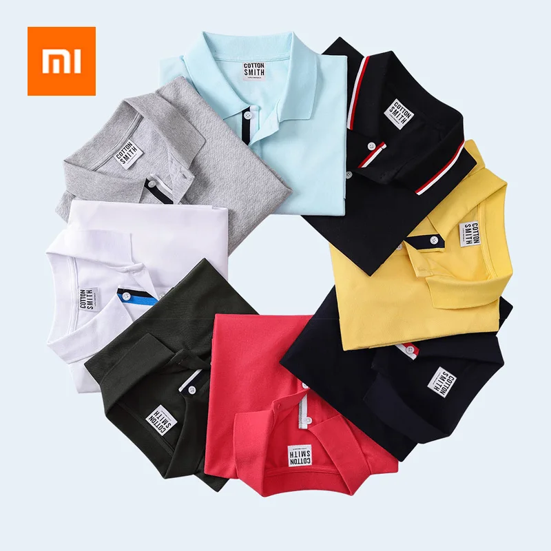 Повседневная мужская рубашка Поло Xiaomi хлопковая Спортивная деловая поло летняя