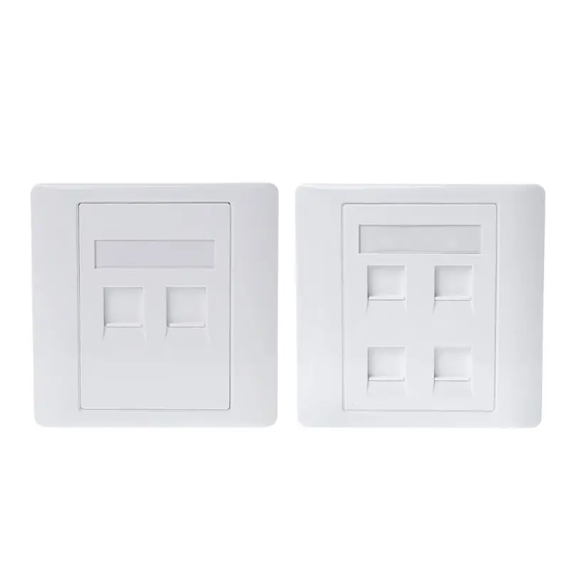 

New 86 Type White Faceplate Wall Plate Socket Dual Ports Network LAN Telephone Panel RJ45 Plug