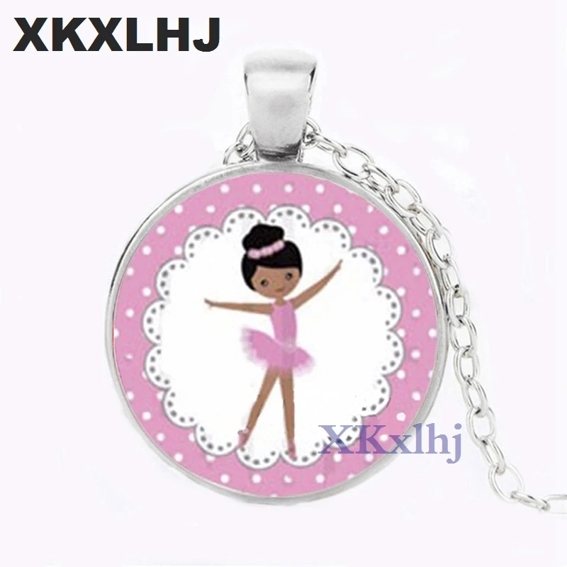 Xkxlhj New Ballerina Girl Collana Fatta A Mano In Vetro Cabochon Dancing Girl Collana Con Ciondolo A Catena Per Donna
