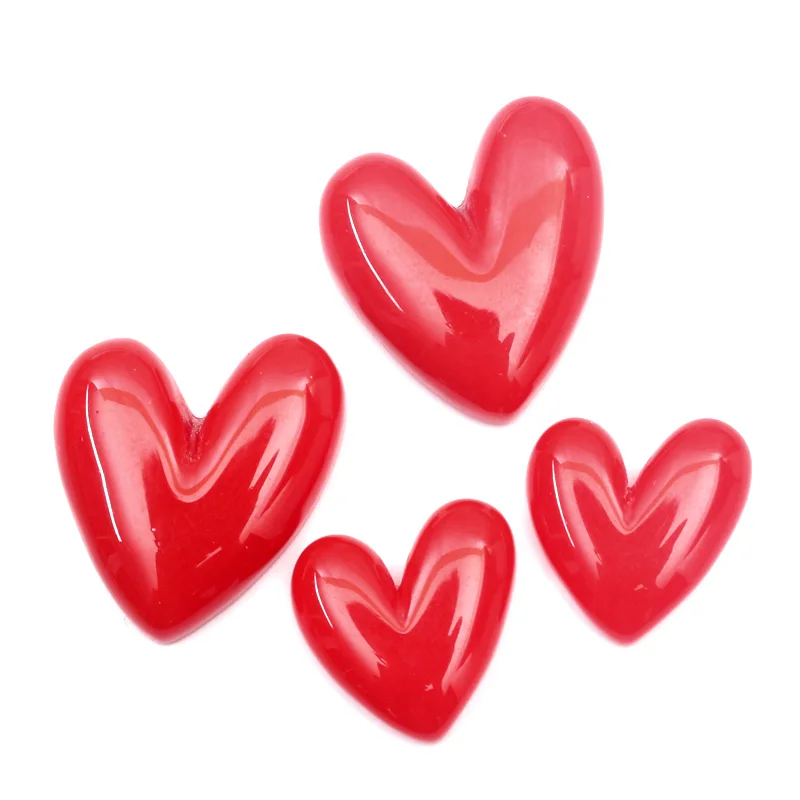 

LF 20Pcs Red Resin Heart Decoration Crafts Flatback Cabochon Embellishments For Scrapbooking Kawaii Cute Diy Accessories