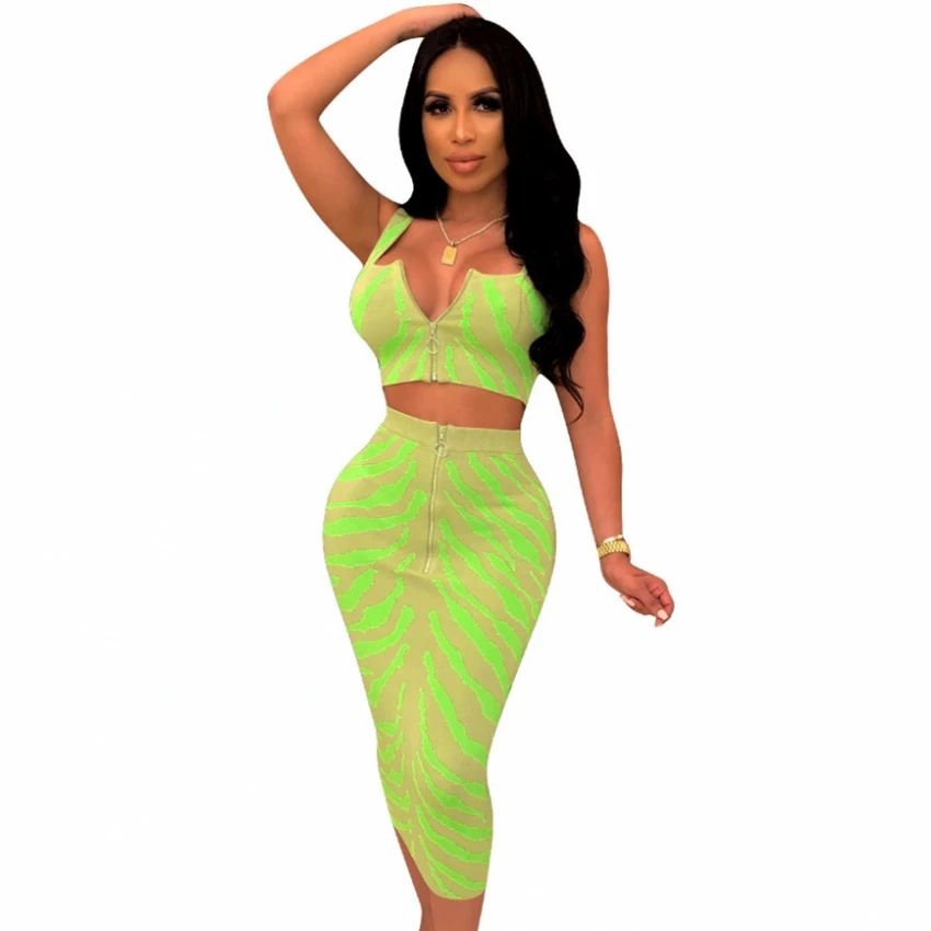 

Sling Tight-fitting Small Tan Ktop Vest Chest Metal Ring Zip. High Waist Curve Pencil Skirt 2019 Summer Sexy Skirt Two Piece Set