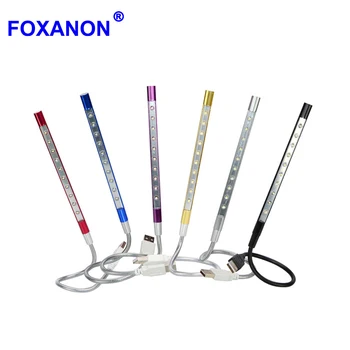 

Foxanon USB LED Lamp 10LEDs Reading Book Light Flexible Ultra Bright 6 Colors Night Light for Notebook Laptop PC Computer