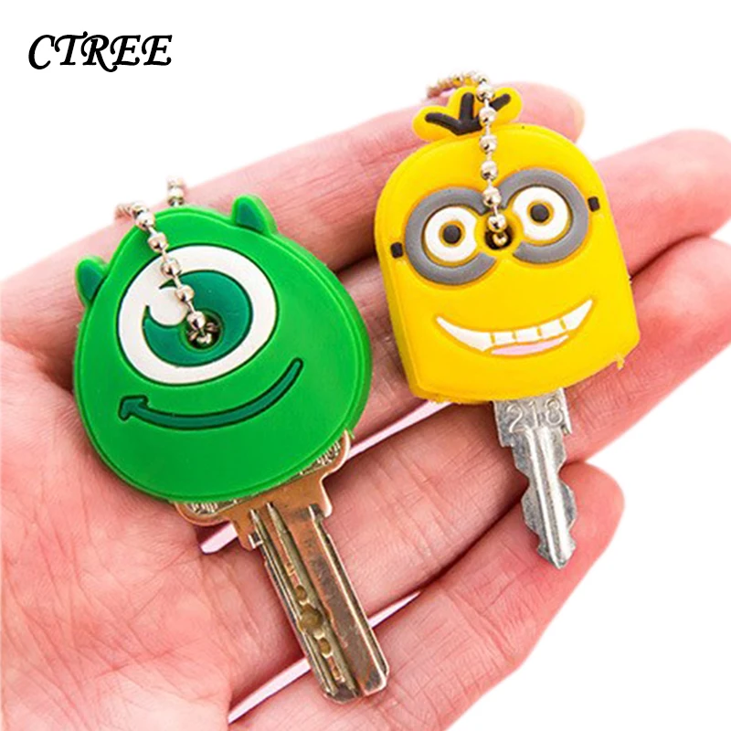 

CTREE 2PC Cute Cartoon Key Chain Anime Soft Silicone Key Storage Protection Key Couple Mobile Phone Bag Decorative Pendant C74