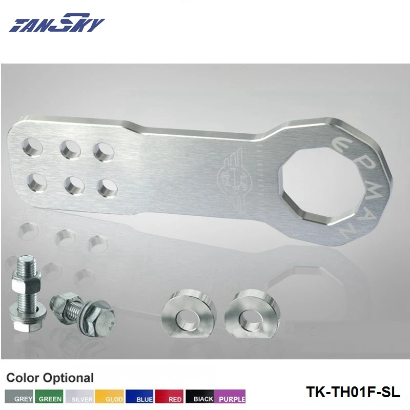 Передний буксировочный крюк универсальный все модели автомобиля прицеп крюк алюминиевый буксировочный ключ для гоночного автомобиля гоночный передний TK-TH01F-AF - Название цвета: Серебристый