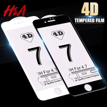 H& A 4D изогнутое 0,27 мм закаленное стекло для iPhone 7 8 6 6s Plus полное покрытие Защита экрана для iPhone 6 6s 7 Plus защитное стекло
