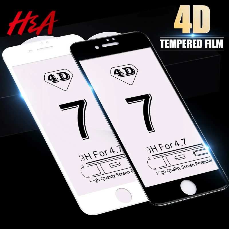 

H&A 4D Curved 0.27mm Tempered Glass For iPhone 7 8 6 6s Plus Full Cover Screen Protector For iPhone 6 6s 7 Plus Protective Glass