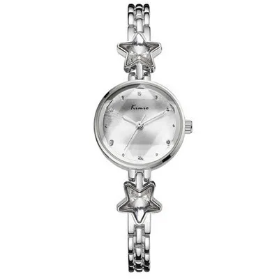 Женские кварцевые часы со звездами, маленькие женские наручные часы с браслетом, модные элегантные нарядные часы Relojes Mujer с подарочной коробкой - Цвет: Серебристый