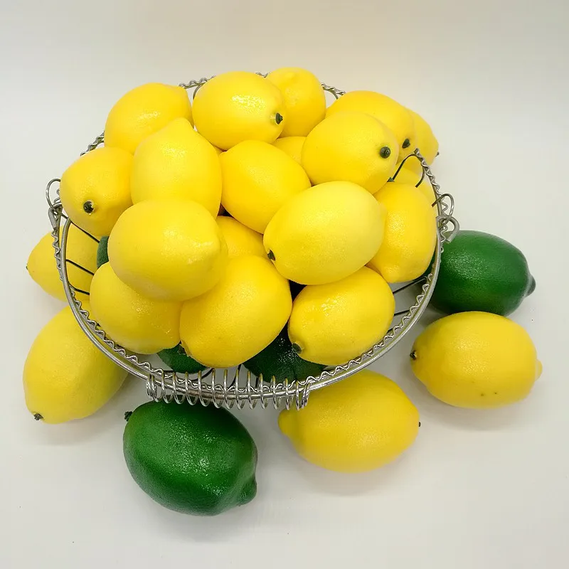 Желтый зеленый лимон искусственные фрукты еда фотографии реквизит домашний сад украшения Моделирование Пластиковые искусственные фрукты