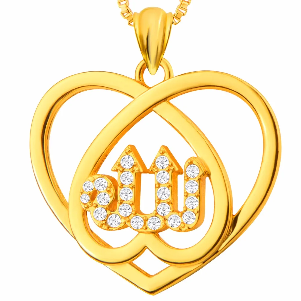 New Allah Gold Color Pendant Necklaces Muslim Jewelry For Women or Men