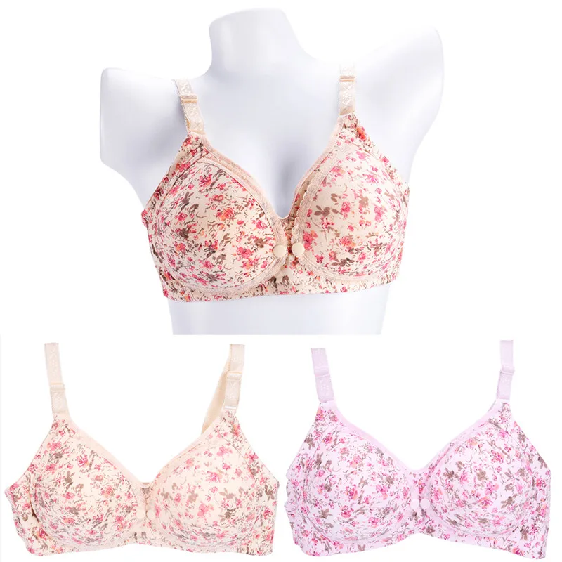 Flower Breastfeeding Maternity Bra Front Poppers Nursing bras For