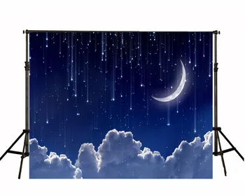 

TR Moon White Cloud Vinyl Photography Background Night Sky Meteor Star Backdrop For Children Photo Studio Cartoon Backdrops
