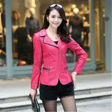 Весенне-осенняя женская куртка из искусственной кожи, мягкий кожзаменитель, короткая тонкая черная мотоциклетная куртка, большие размеры 4XL 5XL A225