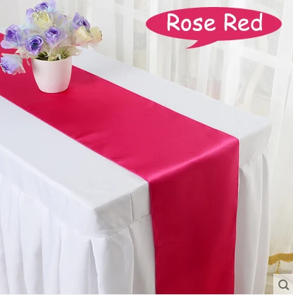 Hot 10pcs/lot Wedding Party Decoration 30*275cm Red/Pink/Blue 16 colors Satin Table Runner Ceremoney Event Kids Birthday Decor