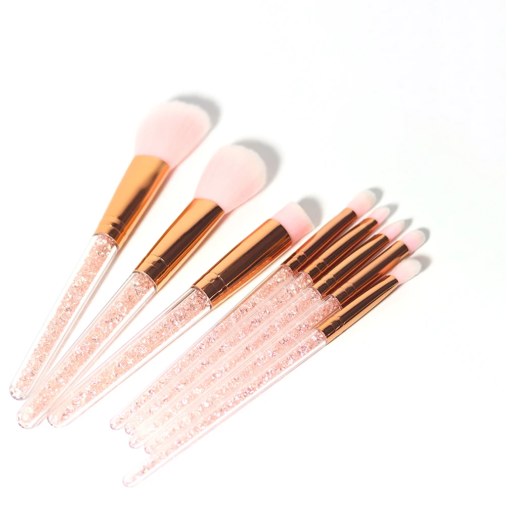 

8Pcs Pink Rhinestone Handle Makeup Brush Set Eyeshadow Eyebrow Brush Beauty Tool