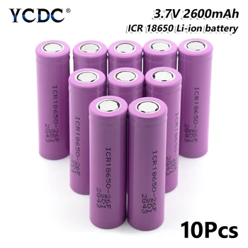 

18650-26F 3.7V 2600mAh Li-ion Battery Rechargeable For Power Bank Torch 10Pcs for Laser Pen LED Flash light Cell battery holder