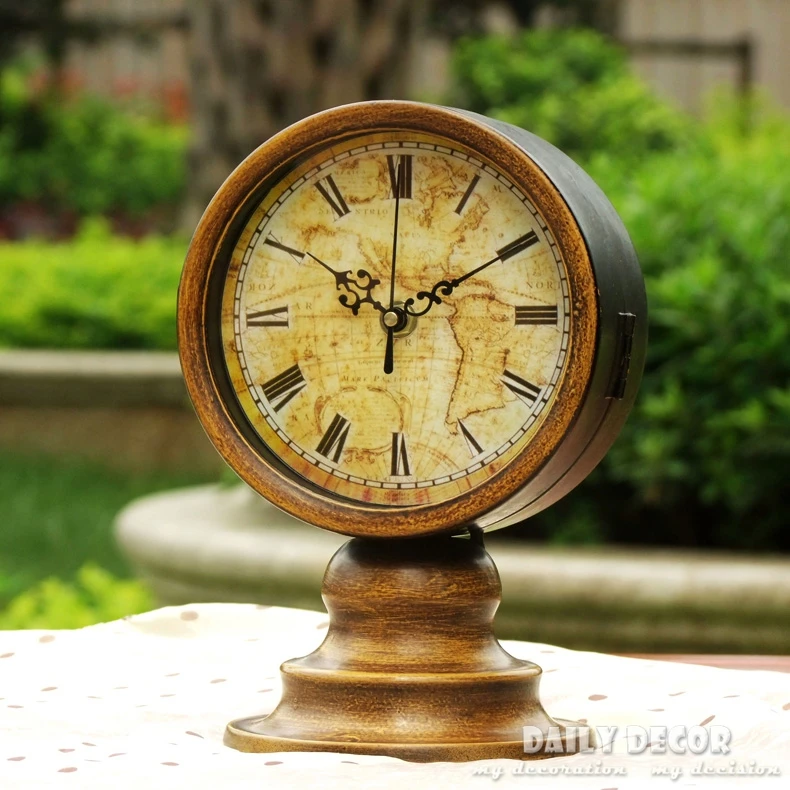 

High-Q vintage metal double sided station desktop clocks old Bracket clock office decoration grandfather clock time table clock