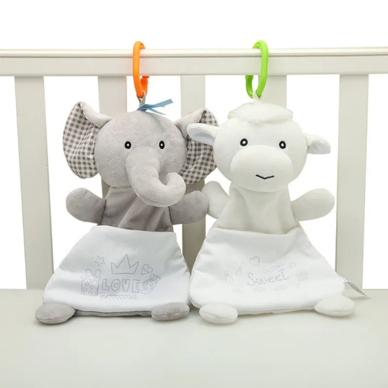 

2018 Newborn Toddler Kids Plush Towel Toy Cartoon Elephat Rabbit Animal Rattle Toy Baby Sleeping Newborn Stuffed Dolls