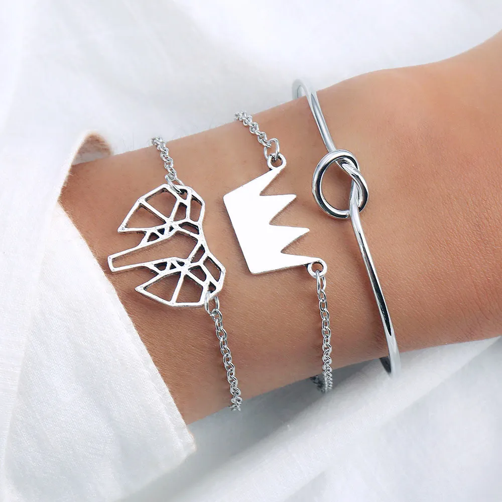 

Fashion 3 pieces / set bracelet jewelry knotted bracelet crown personality street shoot new bracelet female