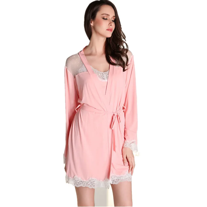 Women's Robe Set Fashion Lace Satin Silk Sleepwear Bathrobe