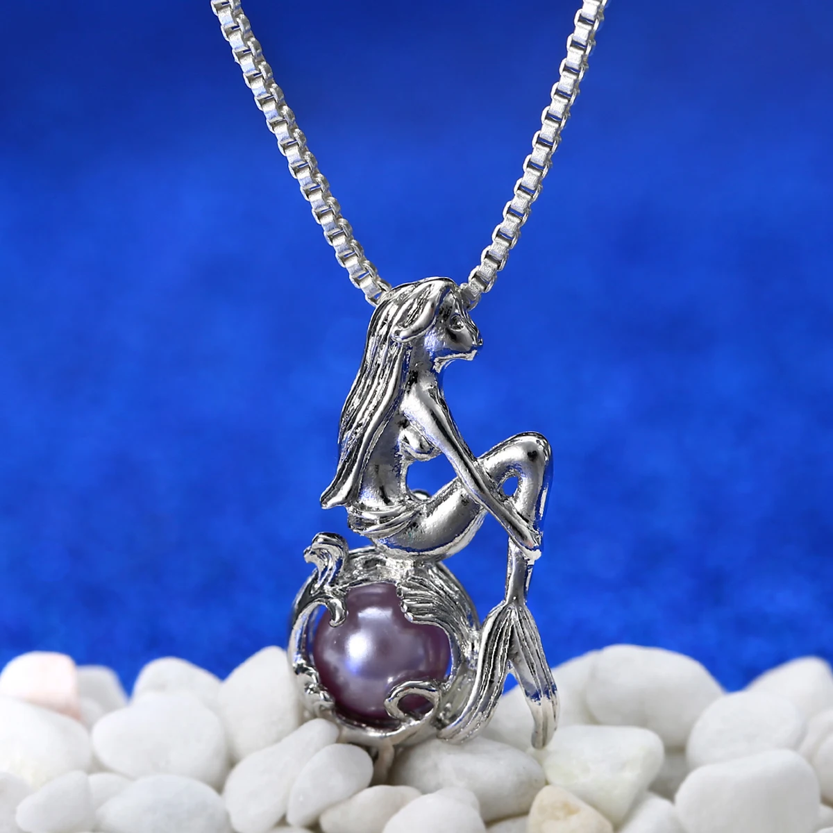 1pc Fashion Special Mermaid Pendant Necklace Shellhard Imitation Pearls