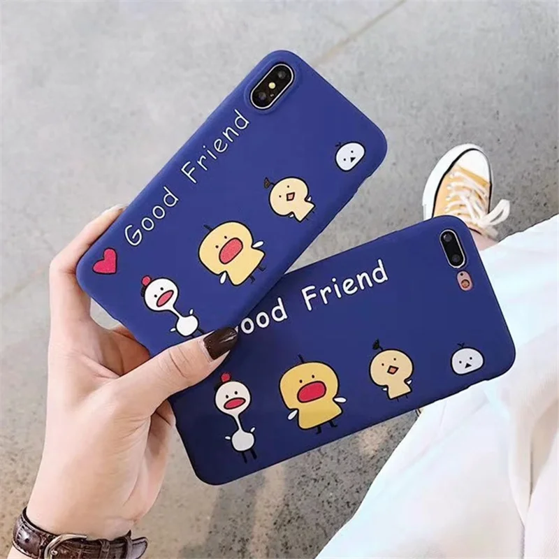 

Fashion Letter Good Friend Phone Case for iPhone X Case XS Max XR Cartoon Chicken Soft TPU Case for iPhone 5 5S 6 6S 7 8 Plus