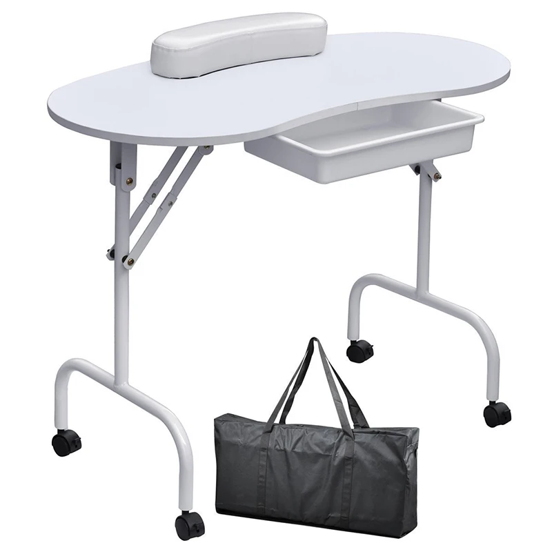 

High Quality Portable Manicure Nail Art Table Station Desk Spa Beauty Salon Equipment For Nails Foldable Nail Table Black White
