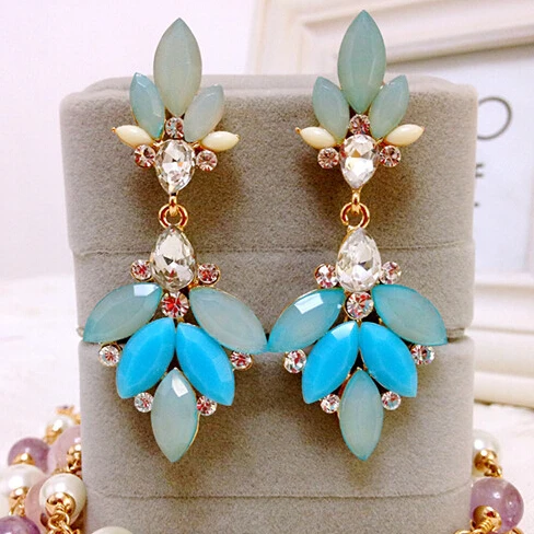 Free Shipping New 2014 Fashion font b Crystal b font Acrylic Flower Drop Earrings for Women