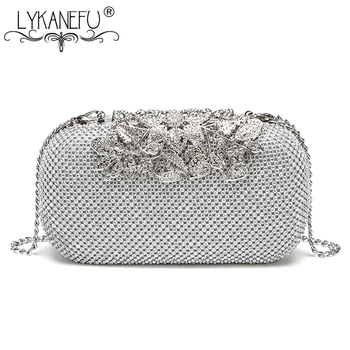 

LYKANEFU Luxury Beading Women Evening Bags Day Clutches Box Chain Shoulder Bags For Party Bride Wedding Purse Box Clutch Bag