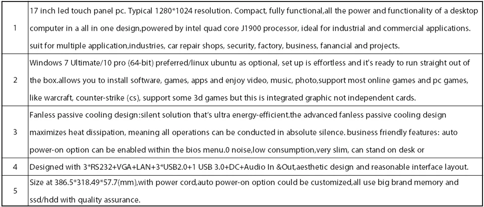 Алюминий случае 17 дюймов светодиодный промышленных Панель PC, 5 резистивный Сенсорный экран, Intel Celeron J1800, Поддержка Win10 или Linux Ubuntu