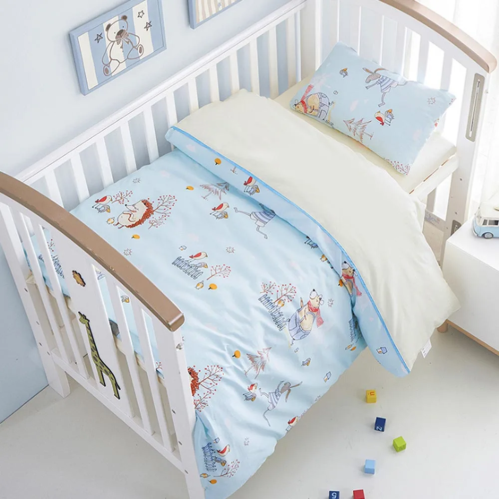 3 Pcs Set Baby Bedding Set Including Duvet Cover Pillowcase Bed