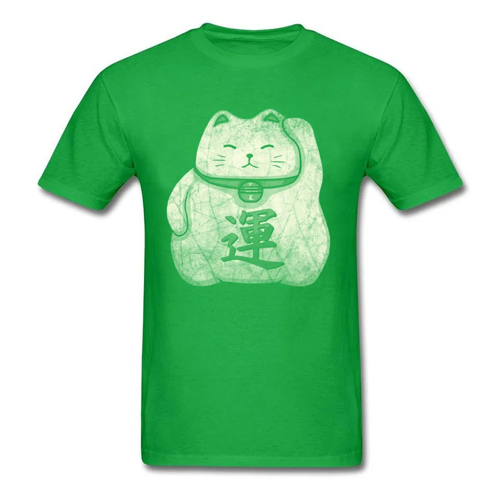 Lucky Cat Grunge T Shirts Short Sleeve Summer Fitted Mens Autumn Tops T Shirt Summer Tops Shirt Crew Neck Pure Cotton Lucky Cat Grunge green