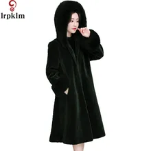 Long Black Thick Fur Coat Women’s Fur Jacket Winter Overcoat Rabbit Faux Fur Outerwear New 2017 Fashion Style S-XXL LZ322
