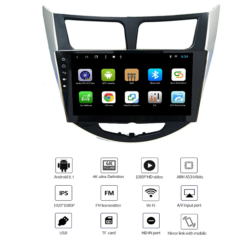Flash Deal YAZH 9.0 inch IPS Central Multimedia For Hyundai Verna Accent Solaris Android 8.1 Octa Core 2 din car player WIFI GPS Navigation 1