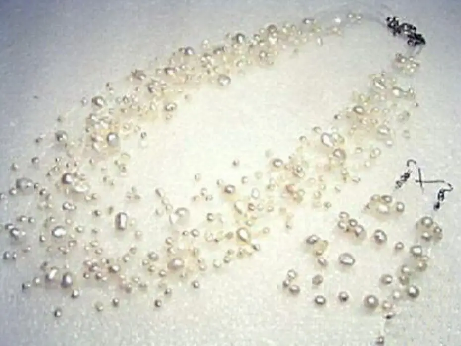 

Jewellery white pearl wedding necklace earring 17.5" AAAAAAAAA Free shipping