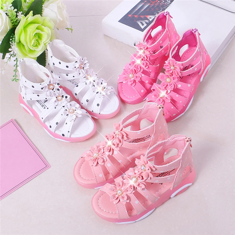 

Latest Sandal Children SummerToddler Infant Kids Baby Girls Crystal Polka Dot Single Princess Shoes Sandals TX4**