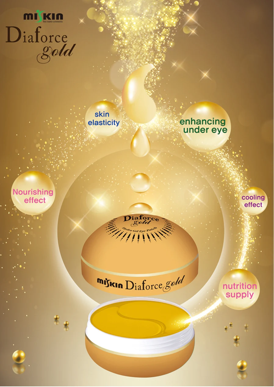 Folhas sob Olho Coreia Miskin Diaforce Ouro Hydrolised Colágeno Gel Olho Remendo 60 Anti Rugas Removedor Círculo Escuro 3 High Quality Beleza e saúde
