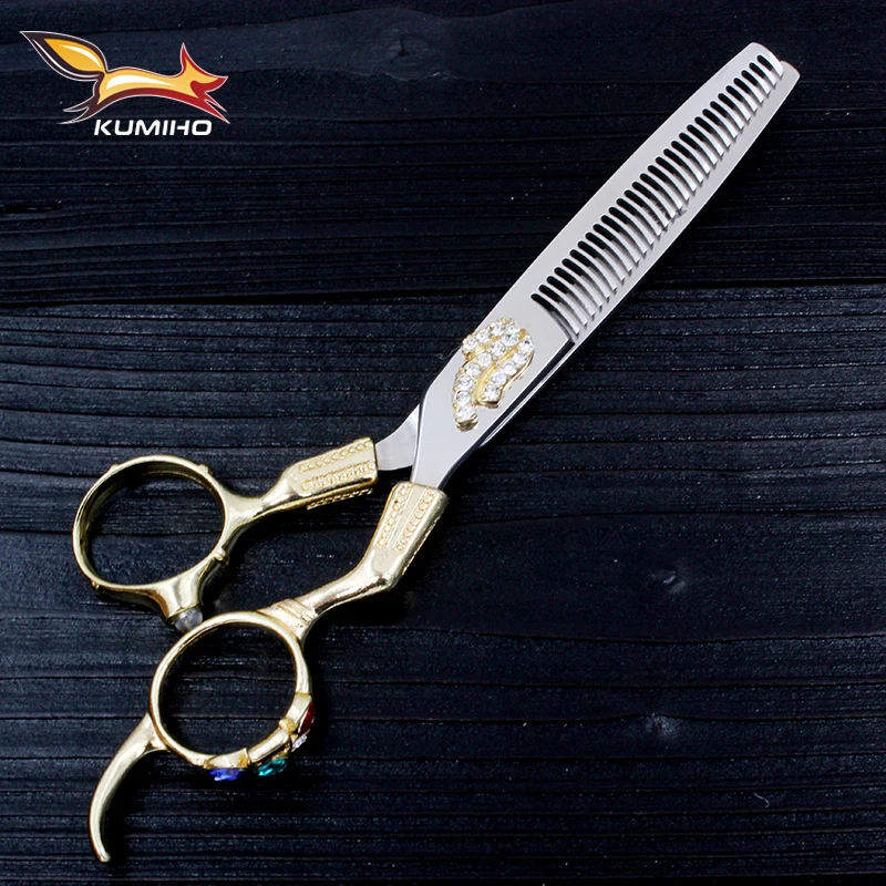 

KUMIHO hot selling 6 inch teeth scissors for barber Korea style hair scissors hairstylist hair thinning scissors top quality