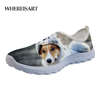 

WHEREISART Cute Flats Shoes Women Animal Dog Jack Russell Terrier Print Casual Women's Sneakers Summer Fashion Zapatos Mujer
