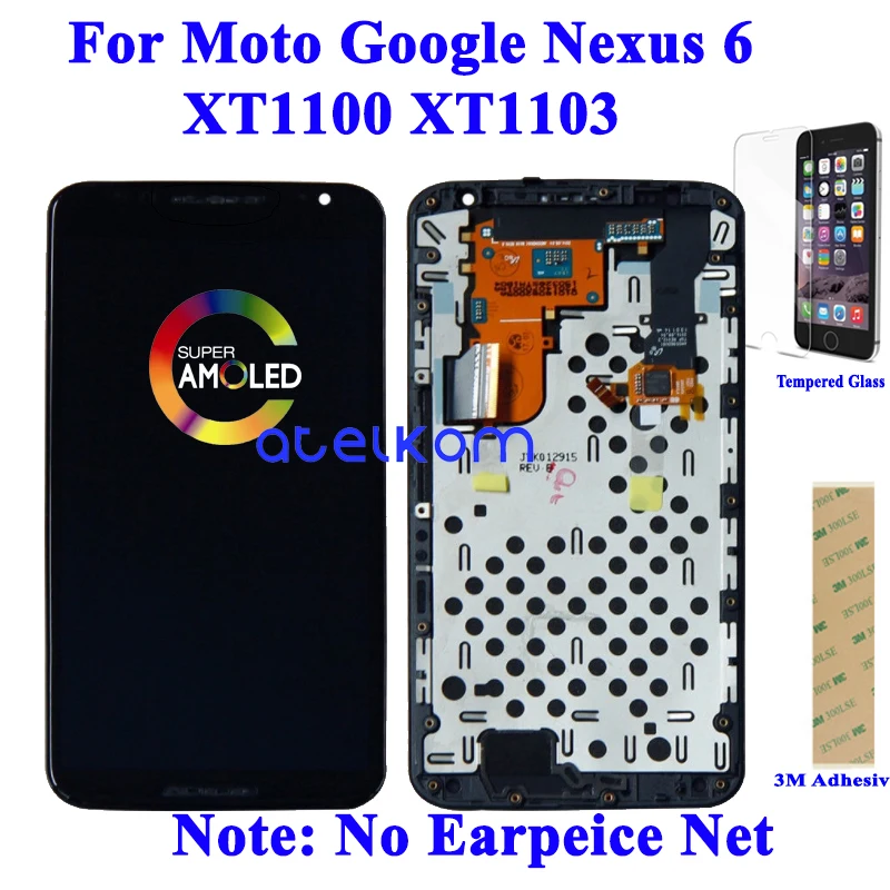 Протестированный класс AAA для Moto Google Nexus 6 ЖК-дисплей для Moto Nexus 6 XT1100 XT1103 ЖК-экран сенсорный дигитайзер сборка