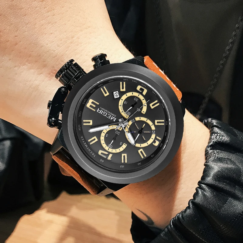 

MEGIR Men's Creative Sports Wristwatches Fashion Casual Quartz Watches Men Waterproof Luxury Watch Clock Male Relogio Masculino