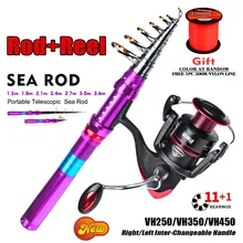 PROBEROS Telescopic Fishing Rod Combo 11+1 Reel Full Kit Spinning Fishing Reel Gear Pole Set 500M Fishing Line