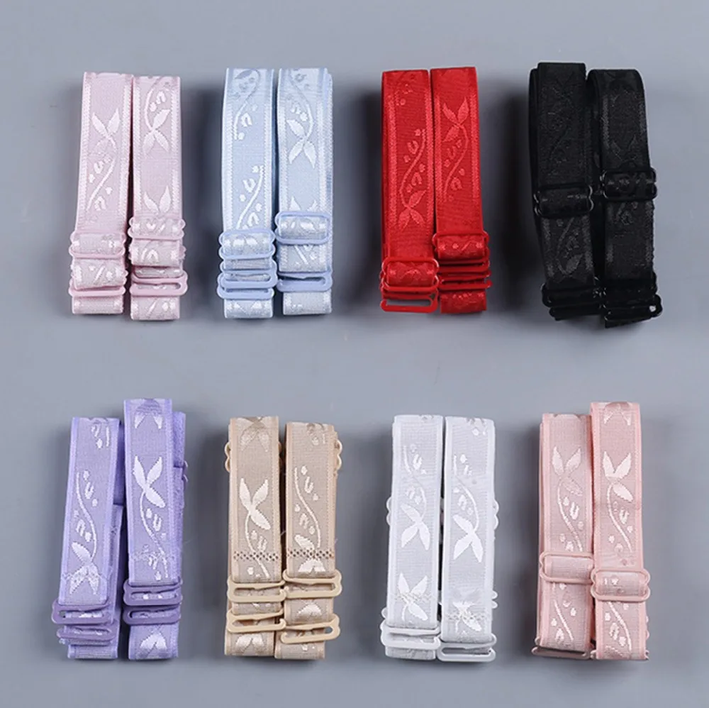 

1.5cm width slip resistant bra straps adjustable elastic bra strap accessories with metal clips