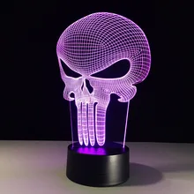 3D Визуальный светодиодный ночник с черепом, настольная лампа для изменения цвета, метакрилатная пластина, прикроватная лампа, 3d светодиодный светильник, 3D светодиодный светильник
