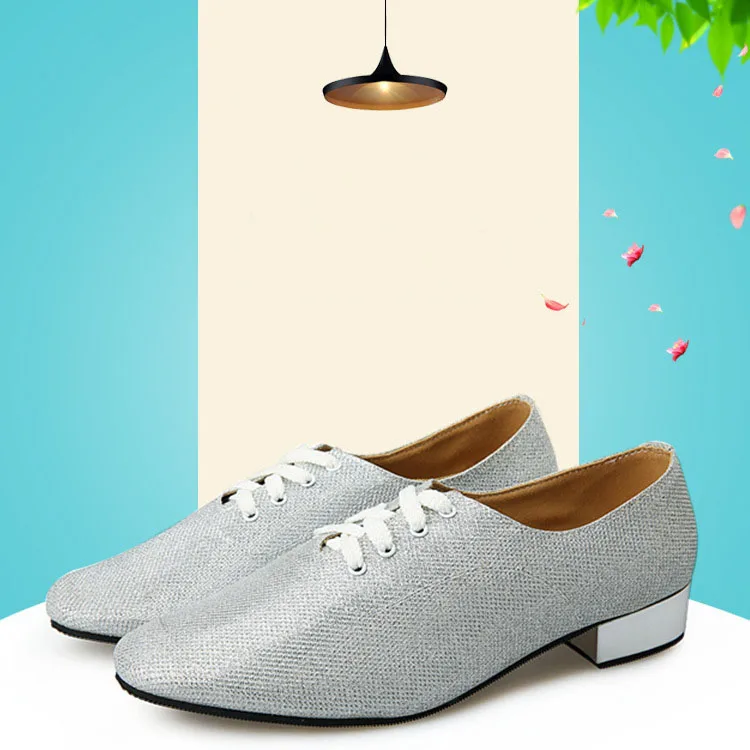 Mens Modern Dance Shoes Silver Rubber Sole Tango Chacha Dancing for Adult wholesale A197 | Спорт и развлечения