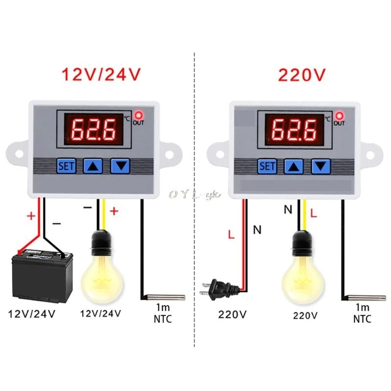 

12V 24V 220V W3002 Digital Temperature Controller 10A LED Thermostat Regulator