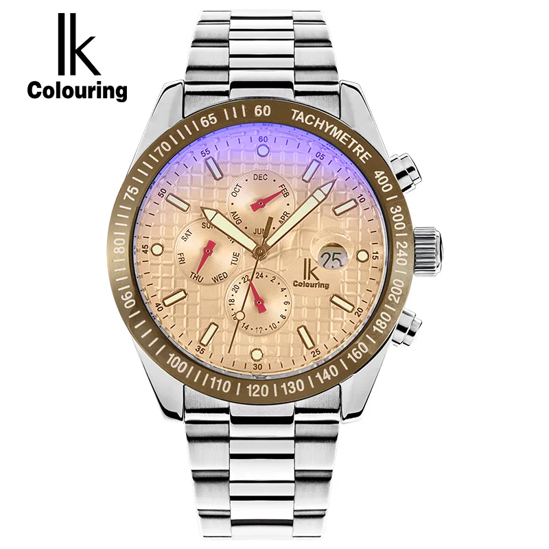 IK Colouring Men Watch Sub Dials Automatic SelfWind Watch Calendar