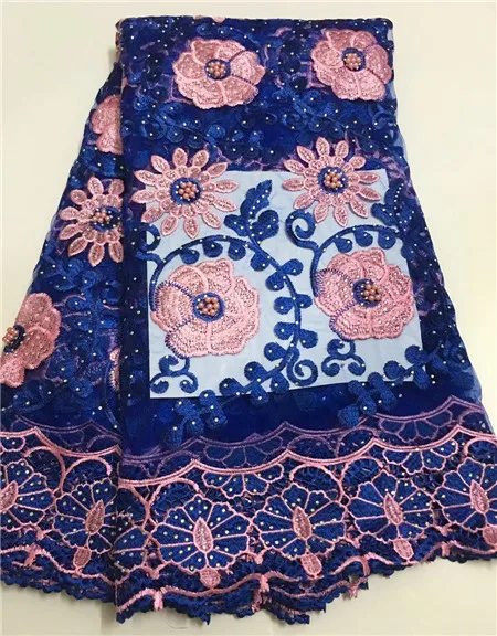

New French lace embroidery with heavy stone beads Nigerian cinnamon lace tulle fabric