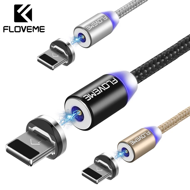 FLOVEME 1 متر المغناطيسي الإضاءة كابل ل فون X 6 USB الهاتف كابل الهاتف المحمول شاحن USB مايكرو نوع C كابل ل سامسونج Xiaomi