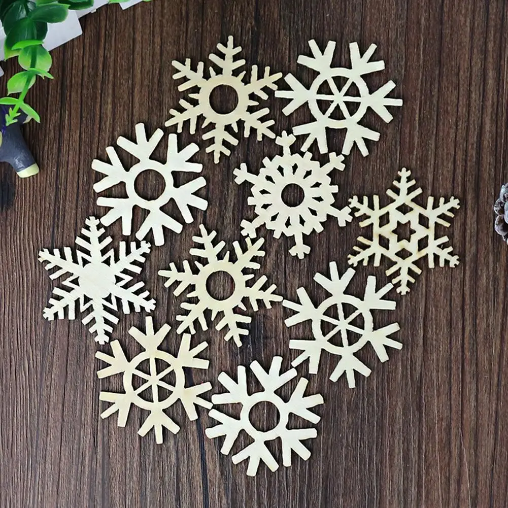 

Merry Christmas Various Snow Styles Wooden Slices Decoration Snow Flower Design DIY Craft Accessory FES5420